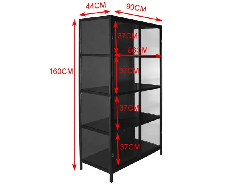 Ærøskøbing Vitrineskab i Metal - 90x40x160 cm - Sort
