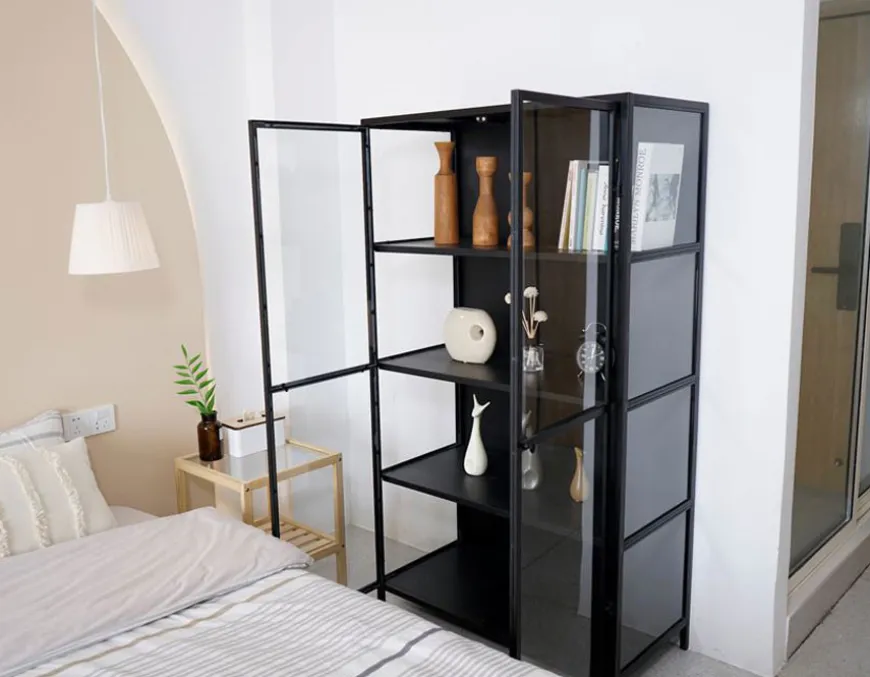 Ærøskøbing Vitrineskab i Metal - 90x40x160 cm - Sort