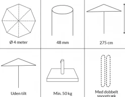 Sanne Olefin Markedsparasol Ø 4 Meter - Taupe