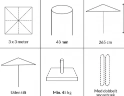 Sanne Olefin Markedsparasol 3x3 Meter - Taupe