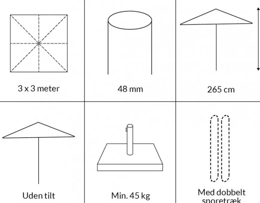 Sanne Olefin Markedsparasol 3x3 Meter - Taupe