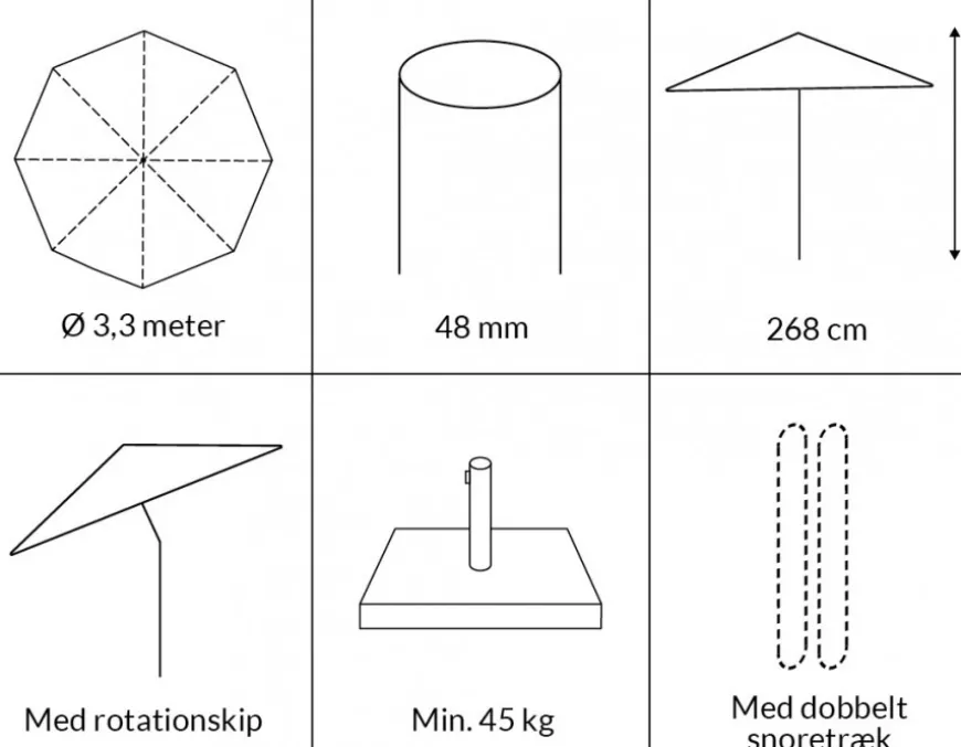 Sanne Olefin markedsparasol Ø 3,3 meter - Taupe