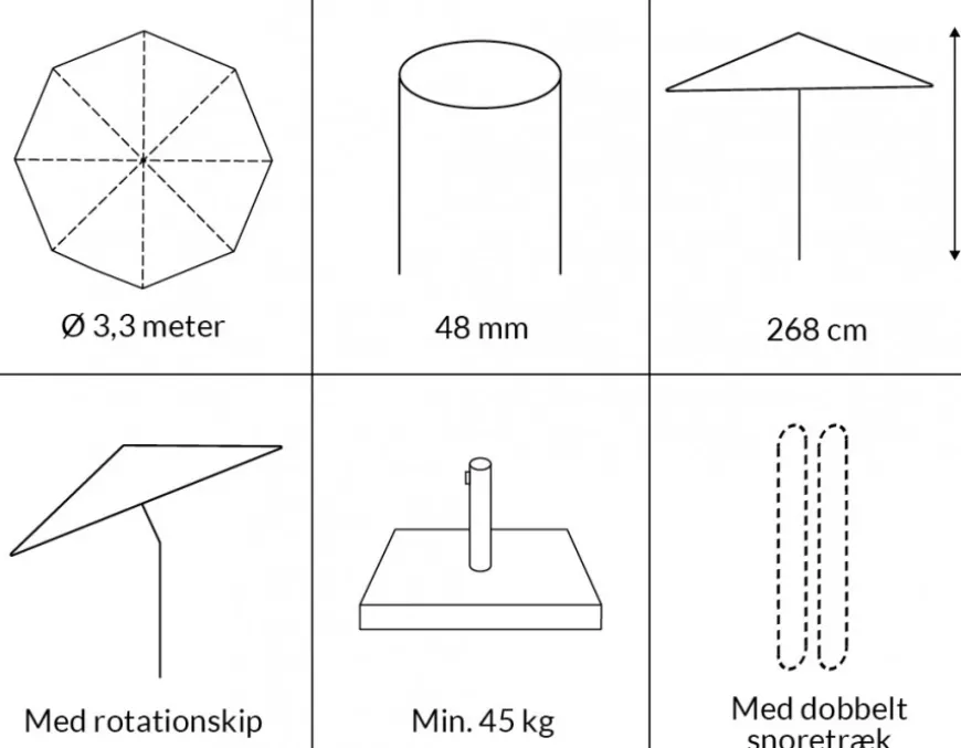 Sanne Olefin markedsparasol Ø 3,3 meter - Natur