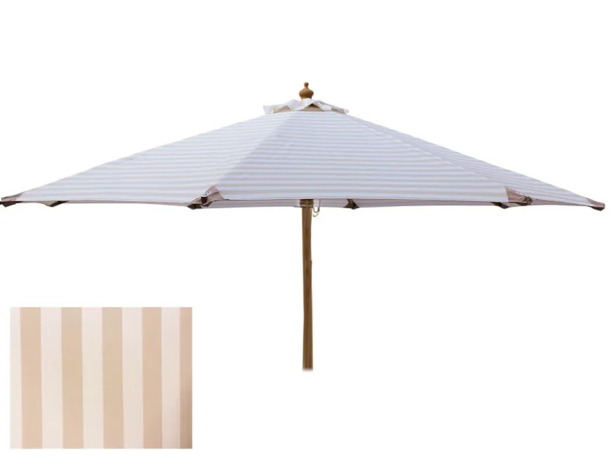 Signe Parasol Ø 3 meter - 2-delt - Hvid/Beige stribet