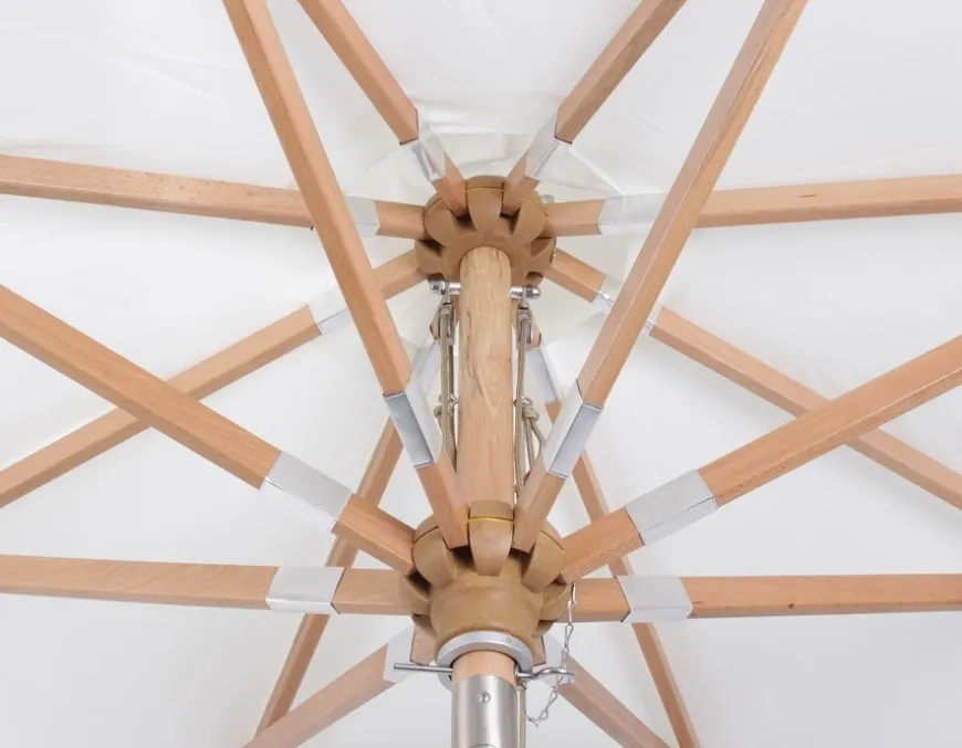 Signe Parasol Ø 3 meter - 2-delt - Hvid/Beige stribet