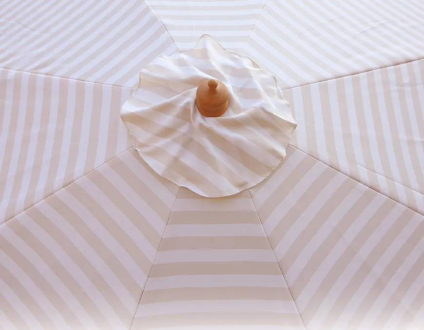 Signe Parasol Ø 3 meter - 2-delt - Hvid/Beige stribet