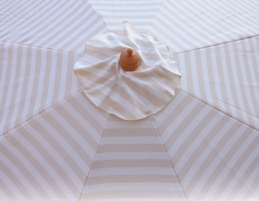 Signe Parasol Ø 2,5 meter m/tilt - Hvid/Beige Stribet