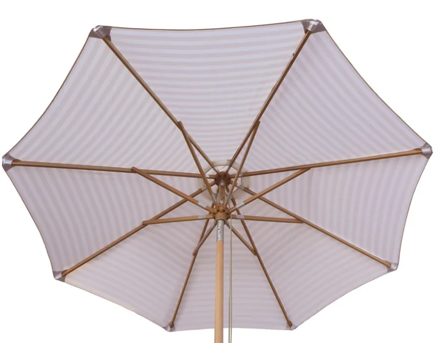 Signe Parasol Ø 2,5 meter m/tilt - Hvid/Beige Stribet