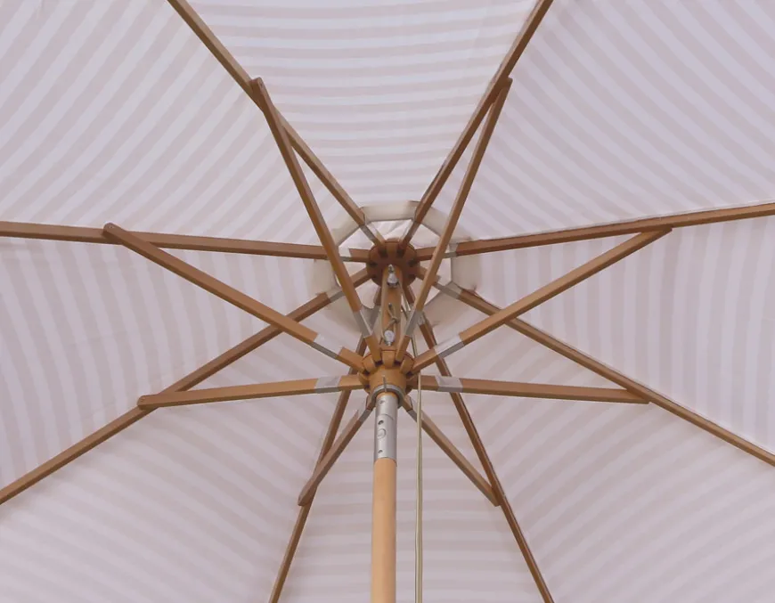 Signe Parasol Ø 2,5 meter m/tilt - Hvid/Beige Stribet