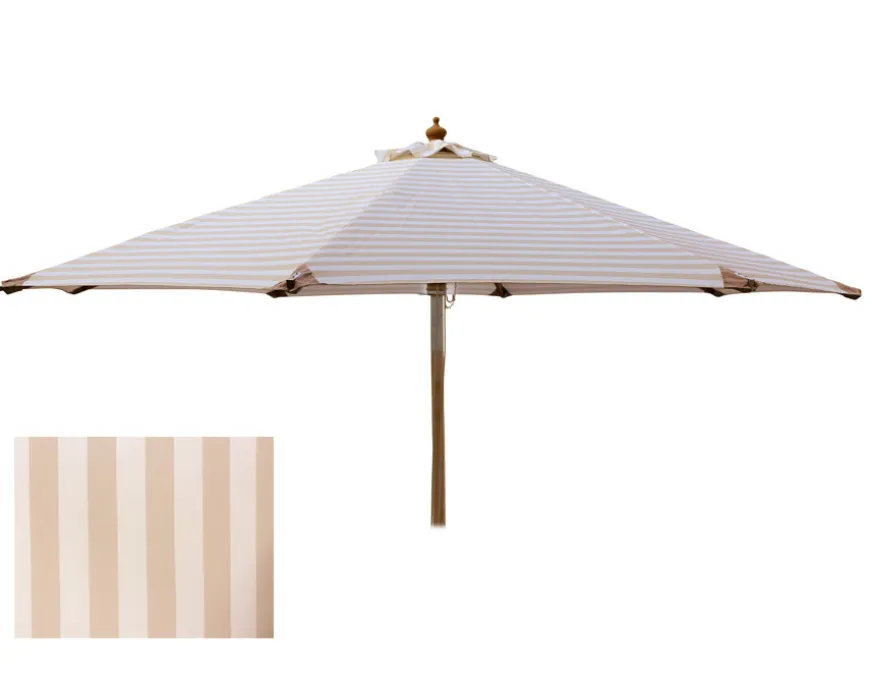 Signe Parasol Ø 3 meter m/tilt - Hvid/Beige stribet