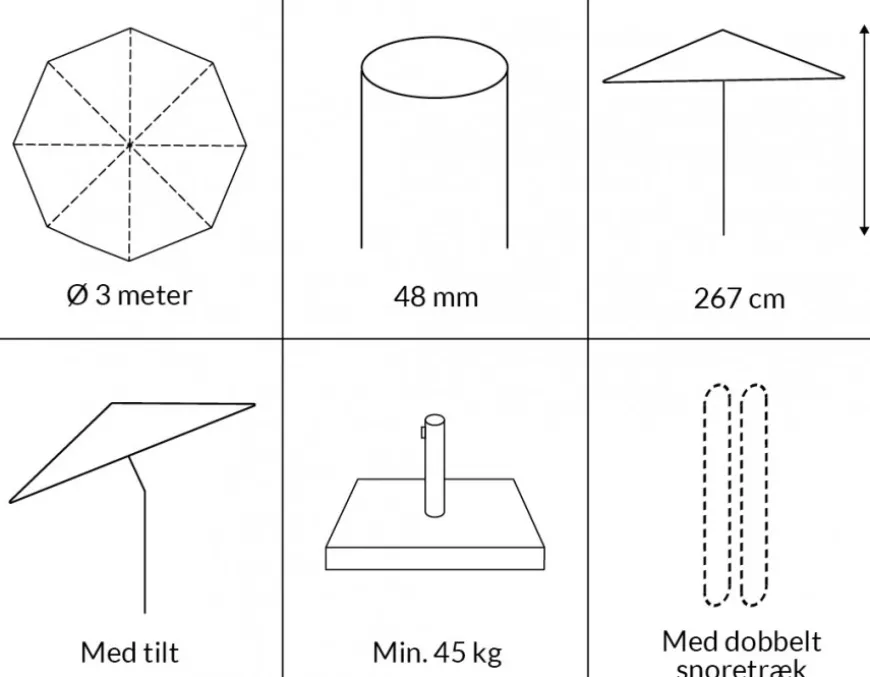 Signe Parasol Ø 3 meter m/tilt - Natur