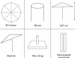 Signe Parasol Ø 3 meter m/tilt - Grøn