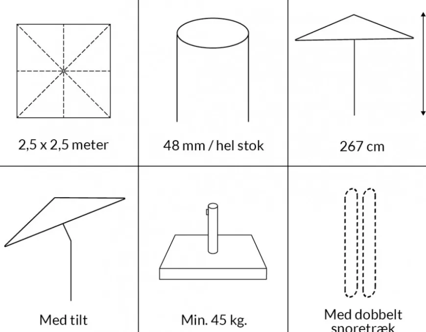 Signe Parasol 2,5 x 2,5 meter M/tilt Natur