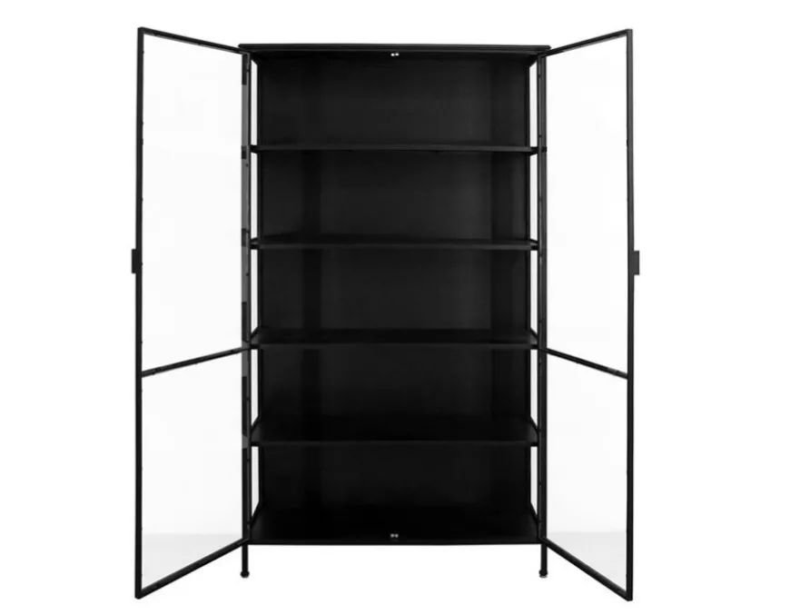 Skælskør Vitrineskab i metal - 119,5x40x212 cm - Sort