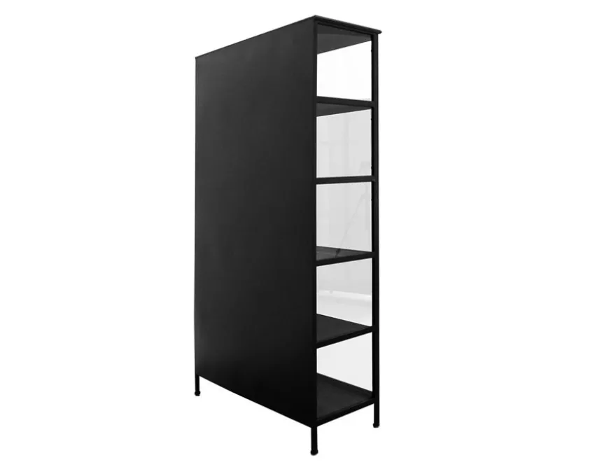 Skælskør Vitrineskab i metal - 119,5x40x212 cm - Sort
