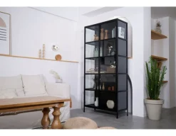 Svaneke Vitrineskab i Metal - 92x40x201 cm - Sort