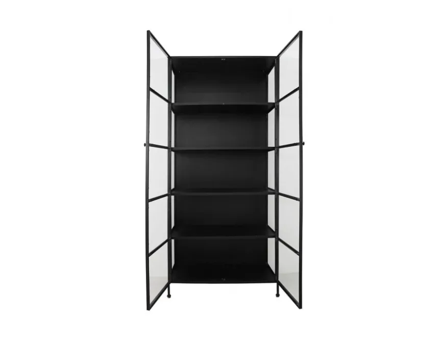 Svaneke Vitrineskab i Metal - 92x40x201 cm - Sort