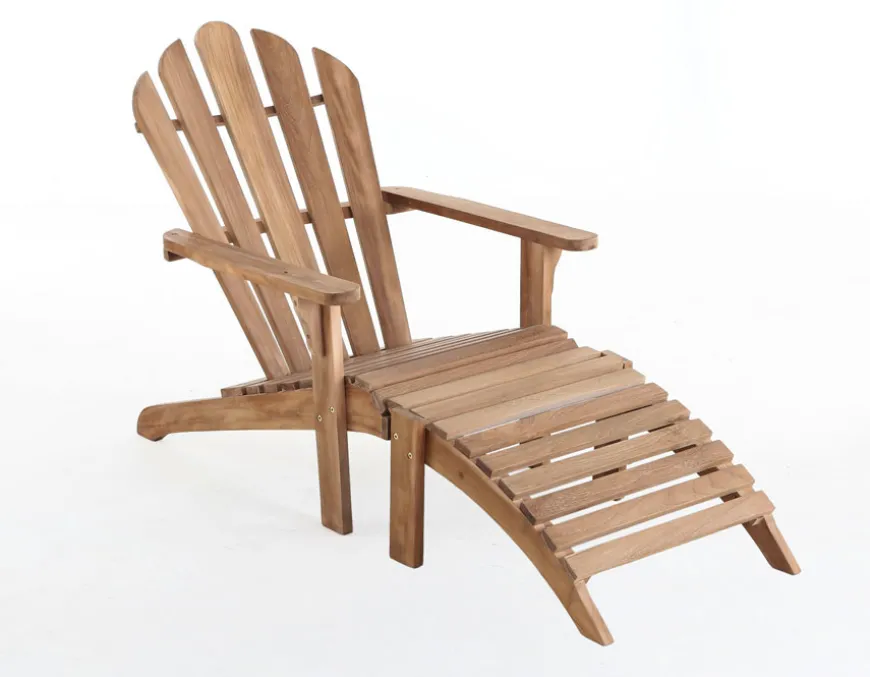 Teak Adirondackstol m/skammel