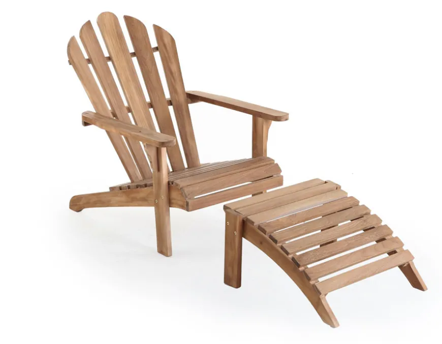 Teak Adirondackstol m/skammel