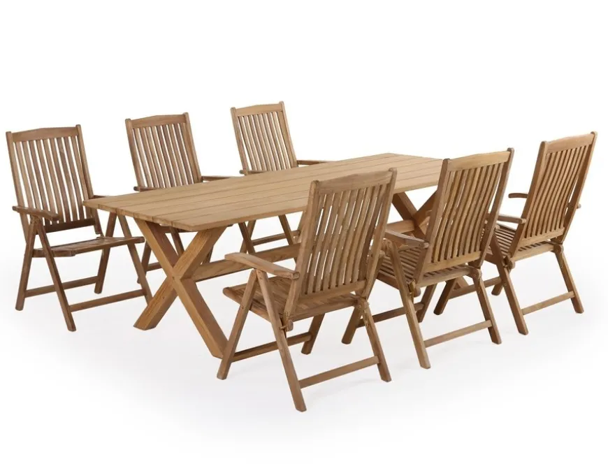 Thor Teak X-leg 240 Devon Havemøbelsæt