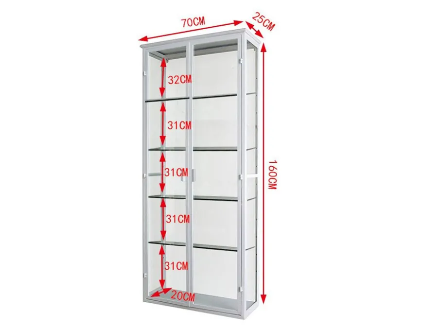 Vordingborg Væghængt Vitrineskab i Metal - 70x25x160 cm - Hvid